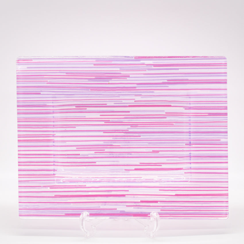 Trinket or Soap Dish (Large) Pink Lines