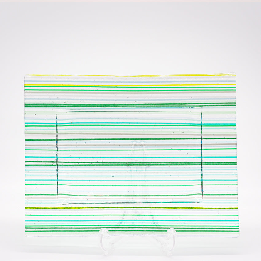 Trinket or Soap Dish (Large) Green Stripe