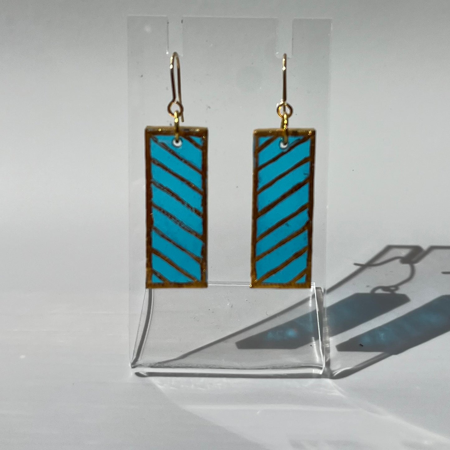 4 Aqua blue Stripe Earrings