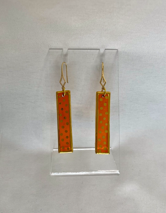 12 Thin Orange Dot Earrings